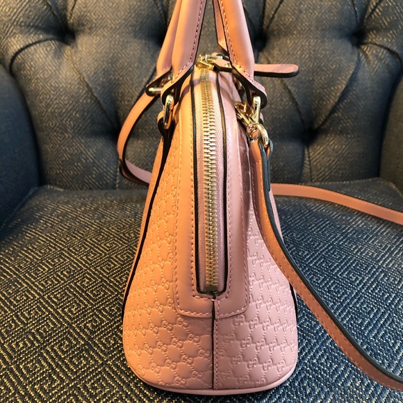 New Gucci Guccissima Pink Leather Bag Long Strap Dome - Picture 5 of 11